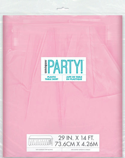Pink Plastic Table Skirt 29" x 21 ft.