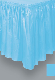 Light Blue Plastic Table Skirt 29" x 21 ft.