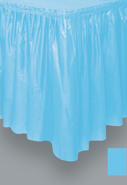 Light Blue Plastic Table Skirt 29" x 21 ft.