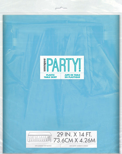 Light Blue Plastic Table Skirt 29" x 21 ft.