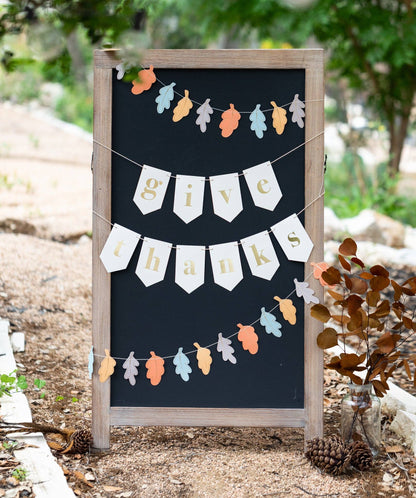Harvest Give Thanks Leaves Banner Set