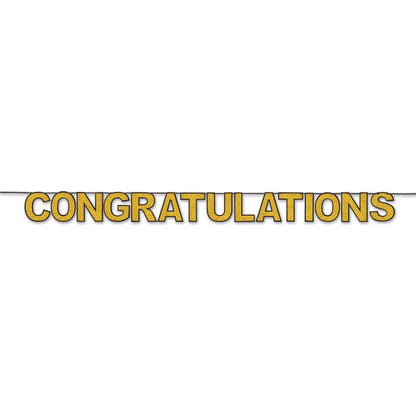 Congratulations Gold Glitter Banner