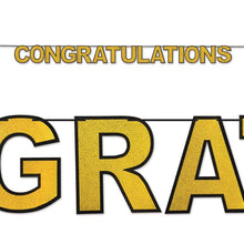 Congratulations Gold Glitter Banner