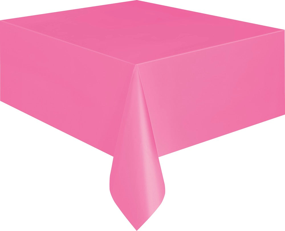 Hot Pink Plastic Rectangle Table Cover 54" x 108"