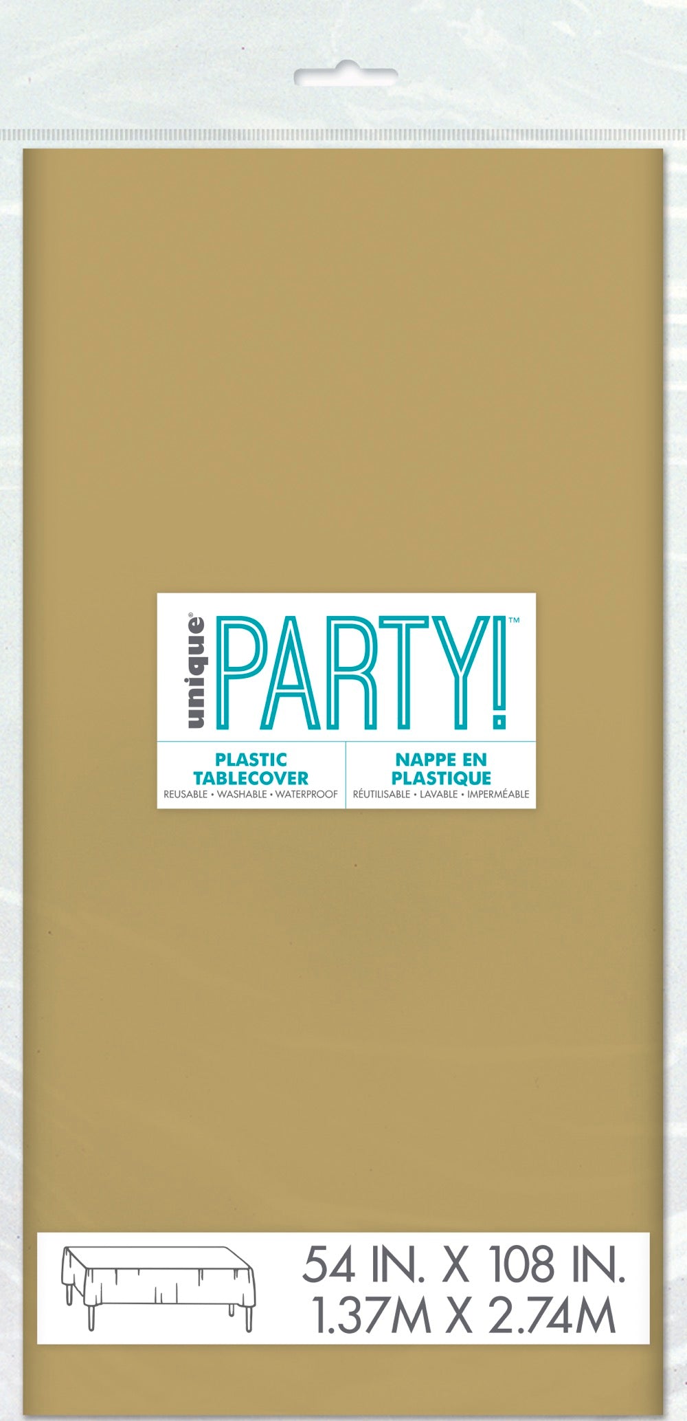 Gold Plastic Rectangle Table Cover 54" x 108"