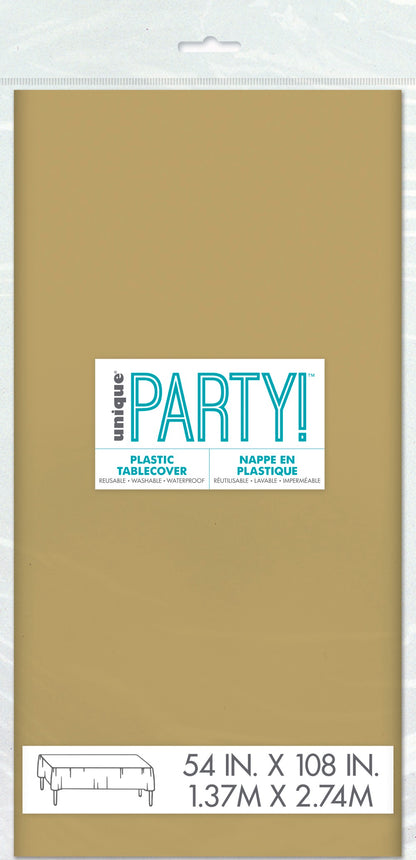 Gold Plastic Rectangle Table Cover 54" x 108"