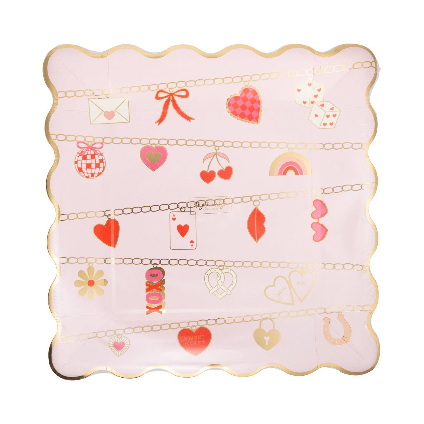 Valentines Charm Scalloped Square Plates 8ct