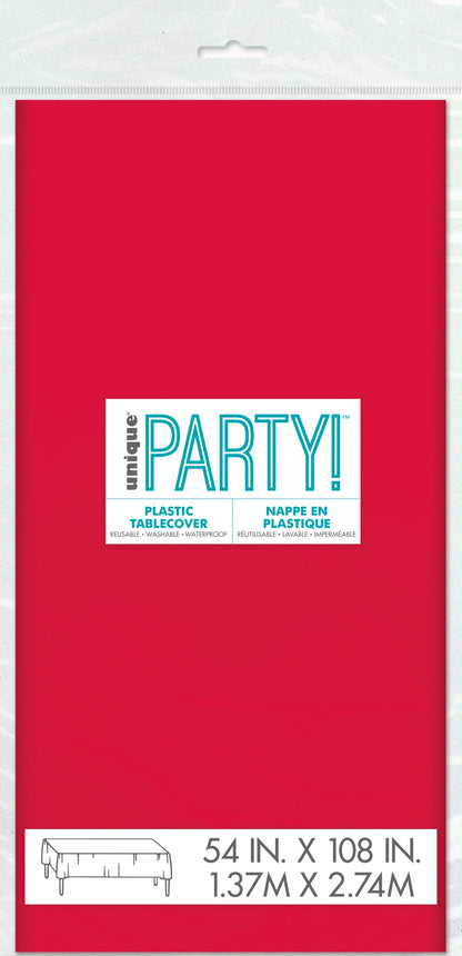 Red Plastic Rectangle Table Cover 54" x 108"