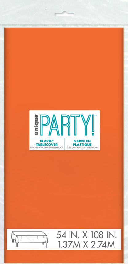 Orange Plastic Rectangle Table Cover 54" x 108"