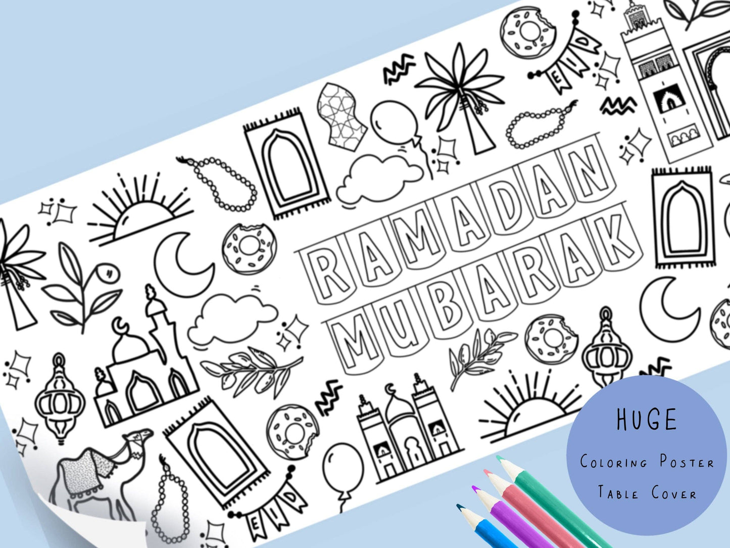 Huge Ramadan  Coloring Poster | Coloring Table Cover