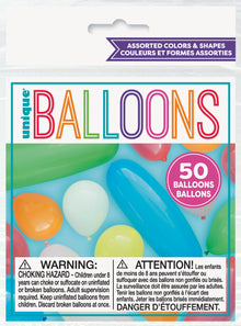 Assorted Shapes Party Balloons 50ct