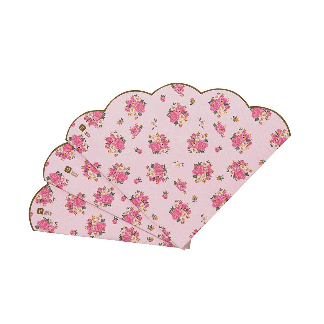 Scalloped Pink Floral Napkins | 20 Pack| Tea Party |