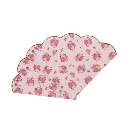 Scalloped Pink Floral Napkins | 20 Pack| Tea Party |