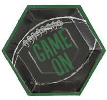 Kickoff Football Game On Hexagon Shaped 9.25in Plates 8ct - Foil Stamping