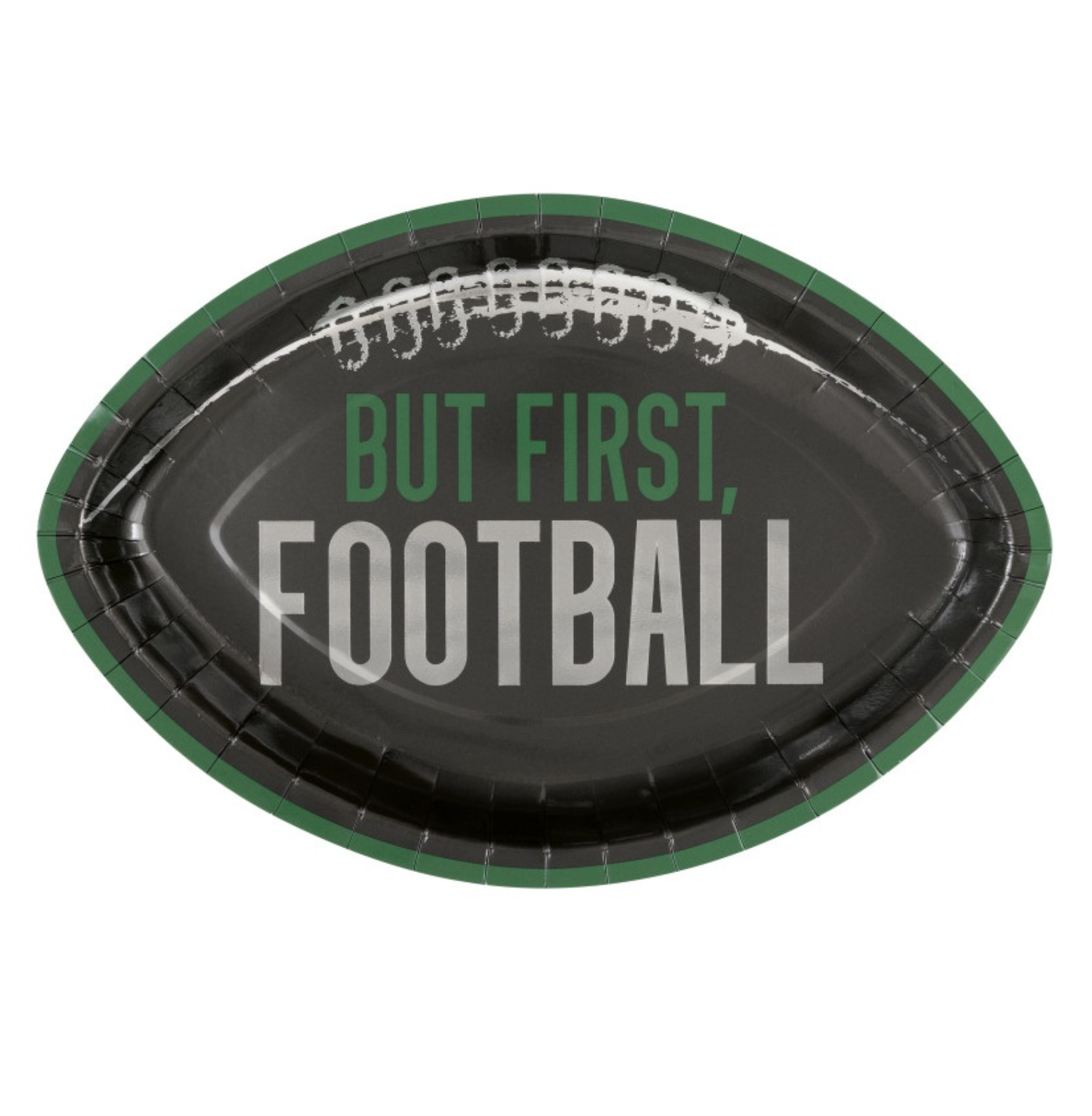 Kickoff Football But First Football Shaped 12in Plates 8ct - Foil Stamping