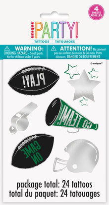 Kickoff Football Foil Tattoos 24ct