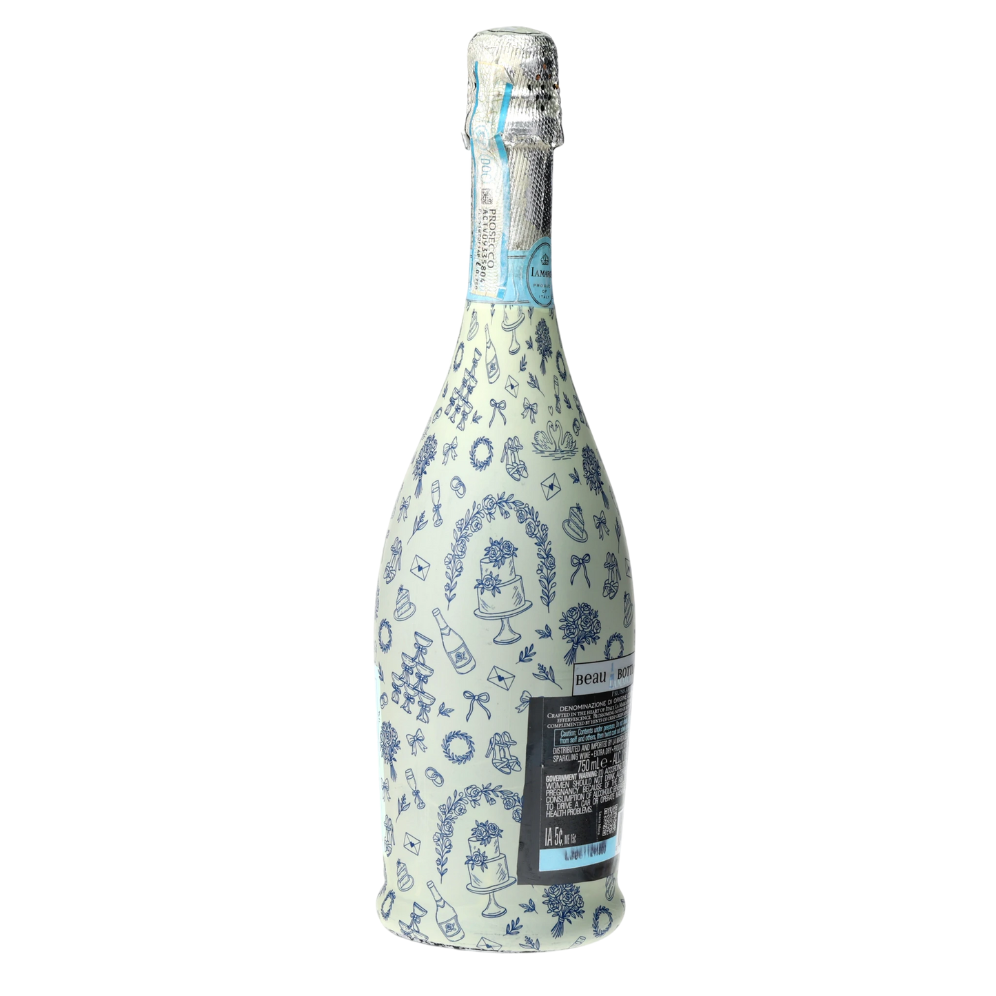Beau Bottles Blue Wedding Toile- Prosecco Collection