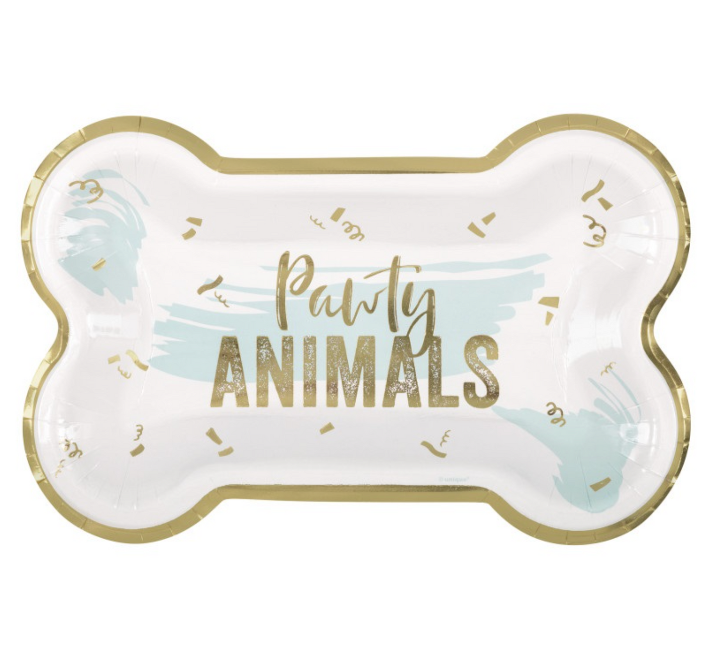 Pawty Animals Bone-Shaped 10in Plates 8ct - Foil Stamping