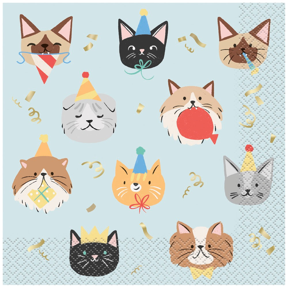 Pawty Animals Cat Luncheon Napkins 16ct - Foil Stamping