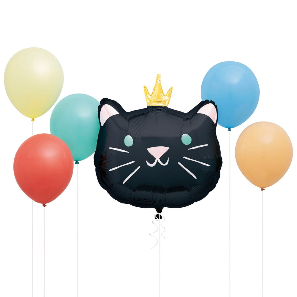 Pawty Animals Cat-Shaped Giant Foil & Latex Balloon Bouquet Kit 6pc