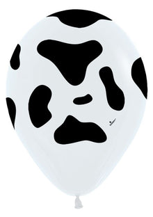 12in Helium Inflated Latex Balloon - Cow Print