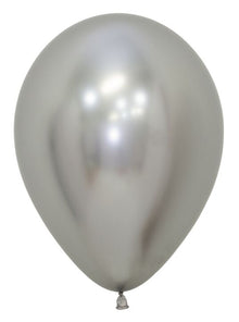 12in Helium Inflated Latex Balloon - Silver Chrome