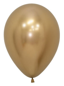 12in Helium Inflated Latex Balloon - Gold Chrome
