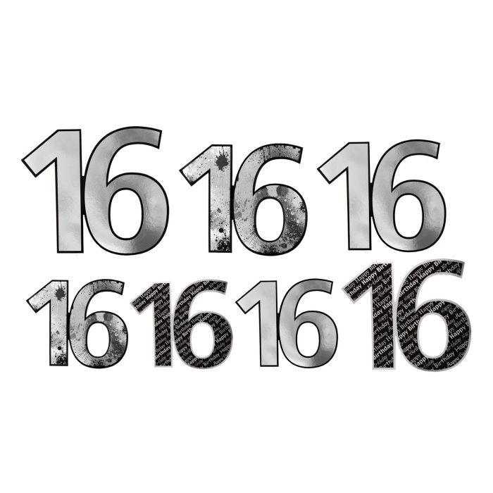 16 Foil Cutouts - Black/Silver