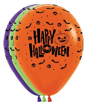 S20 Happy Halloween 12in Latex - 1 Assorted