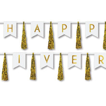 Happy Anniversary Tassel Streamer Gold