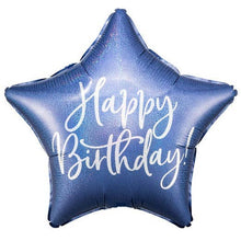 #077 Happy Birthday Navy Blue Star 18in Balloon