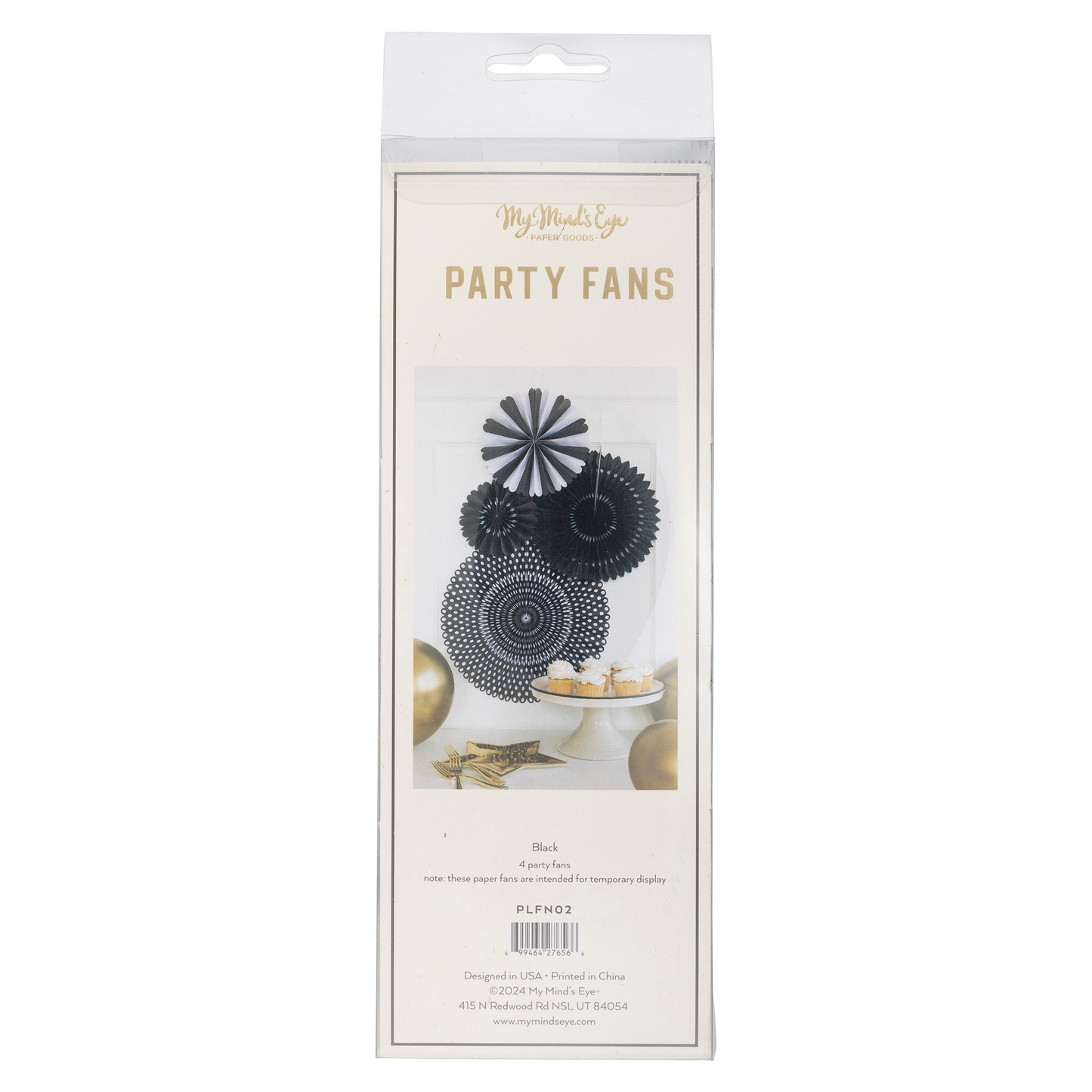 Black and White Party Paper Folding Fan Set