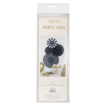 Black and White Party Paper Folding Fan Set