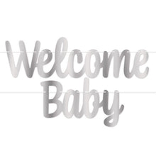 Foil Welcome Baby Streamer Silver