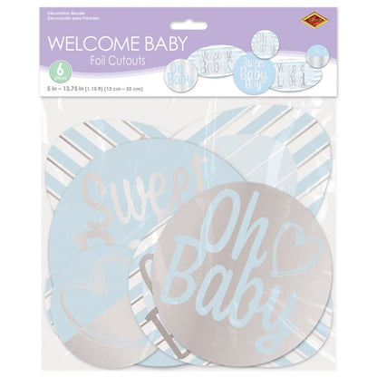 Foil Welcome Baby Cutouts Blue
