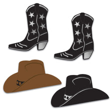 Foil Cowboy Hat & Boot Silhouettes 4ct