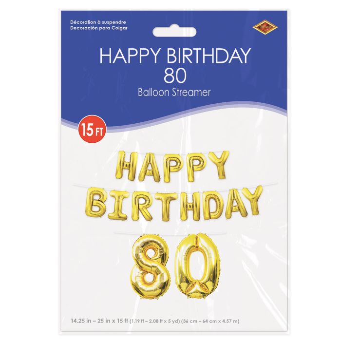 Happy Birthday  80  Balloon Streamer