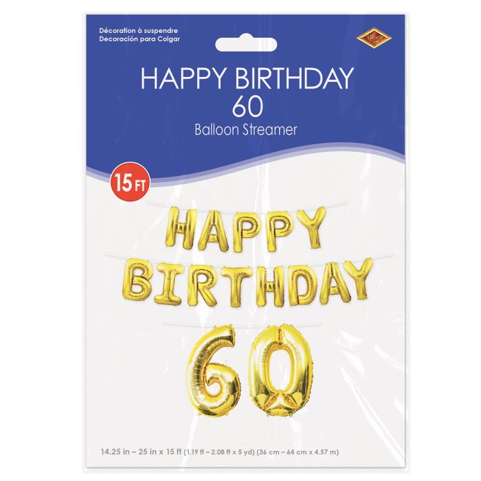 Happy Birthday  60  Balloon Streamer