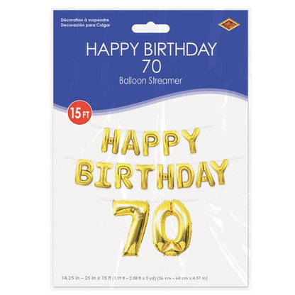 Happy Birthday  70  Balloon Streamer