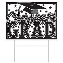 Plastic Congrats Grad Yard Sign - Black