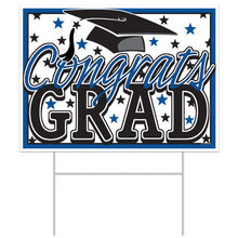 Plastic Congrats Grad Yard Sign - Blue