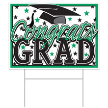 Plastic Congrats Grad Yard Sign - Green
