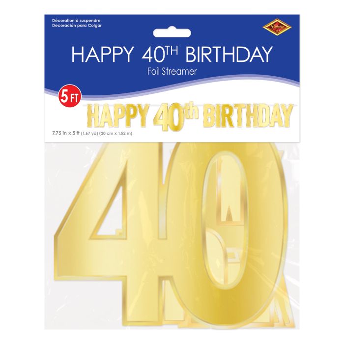 Foil Happy  40th  Birthday Streamer