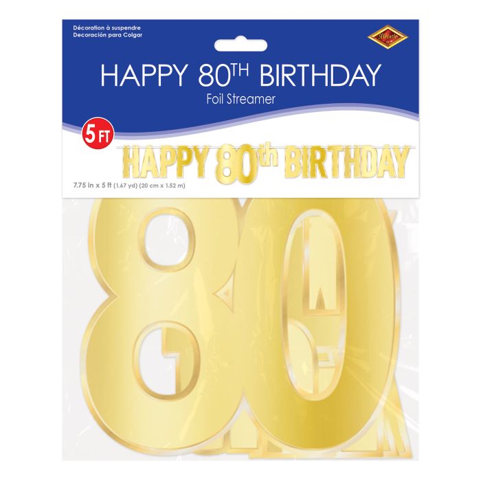 Foil Happy  80th  Birthday Streamer