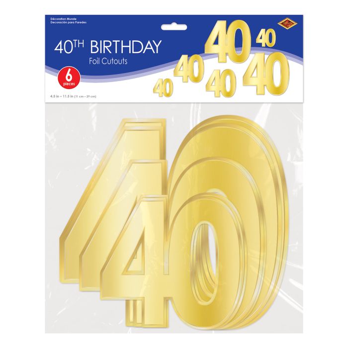 Foil  40  Birthday Cutouts