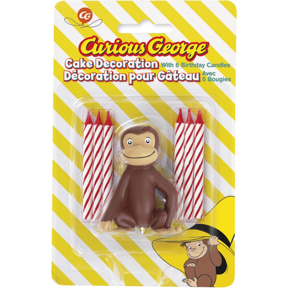 Curious George Cake Topper with 6 Birthday Candles