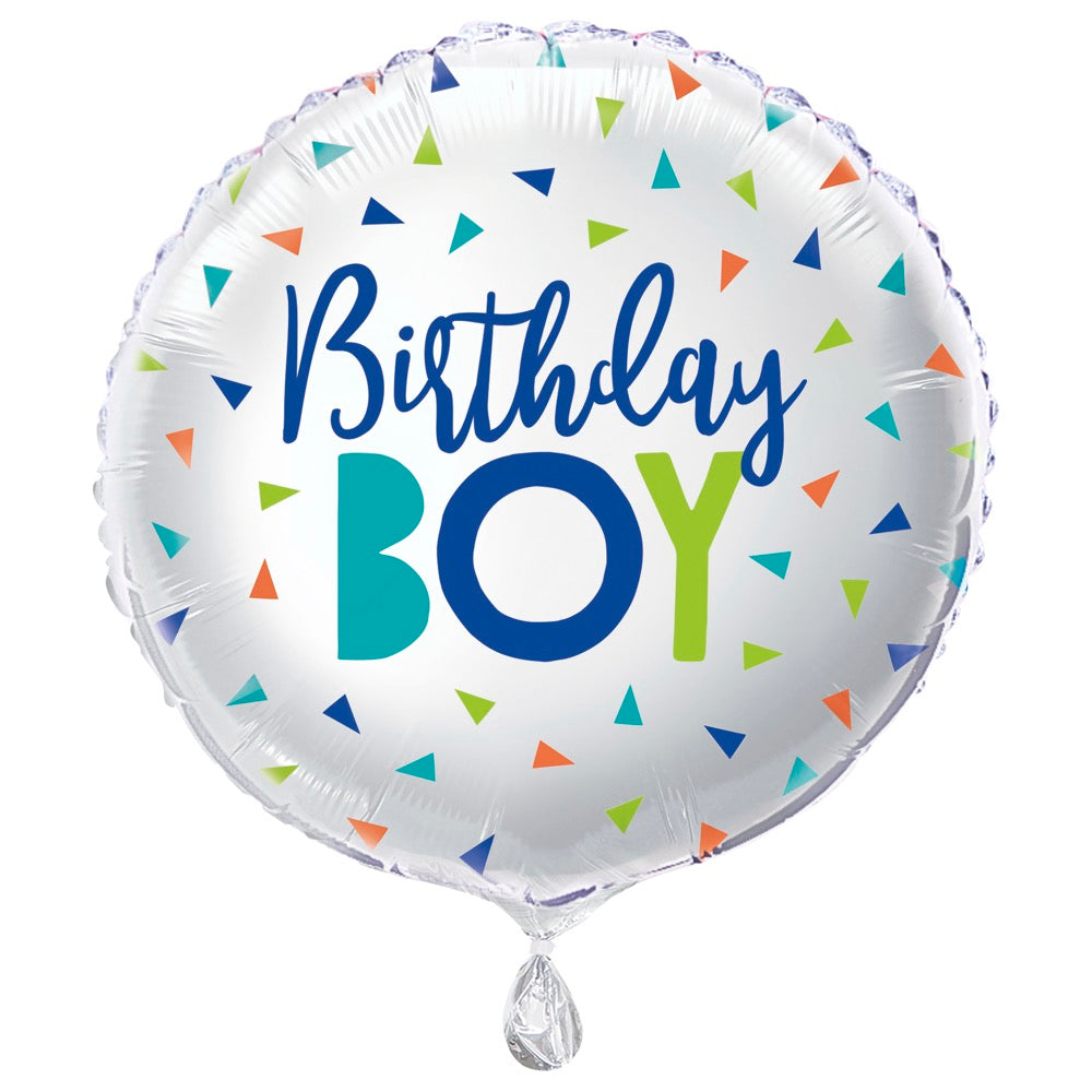 #067 Confetti Birthday Boy 18in Balloon