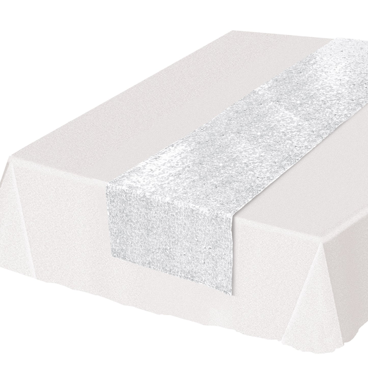 Sequined Table Runner - White