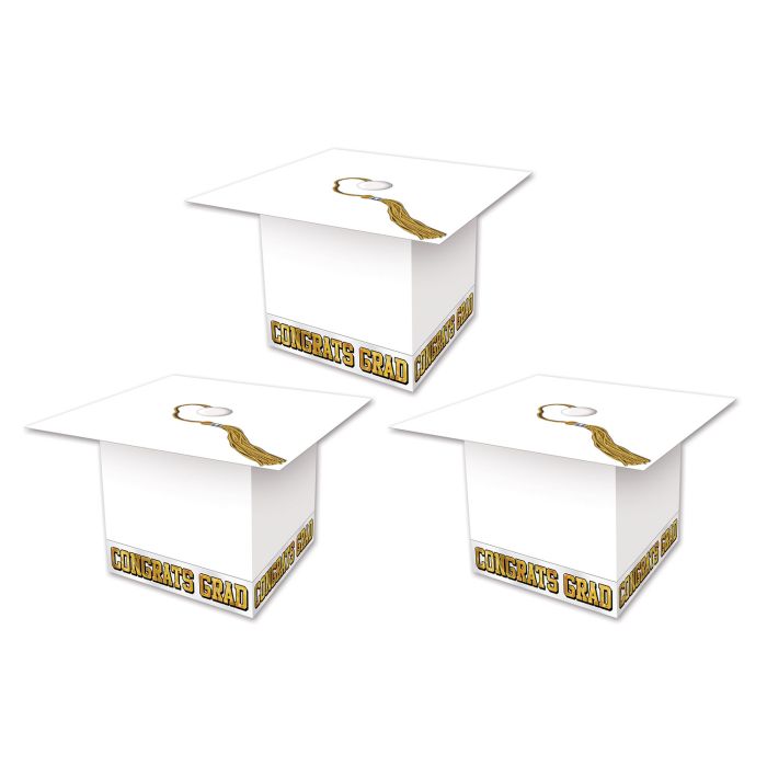 Grad Cap Favor Boxes - White