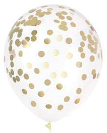 Foil Confetti Filled 12in Clear Latex Balloons 6ct